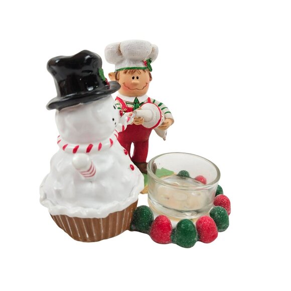 Yankee Candle Pastry Elf Snowman Cupcake Tea Light Holder Christmas Decor - Picture 7 of 10